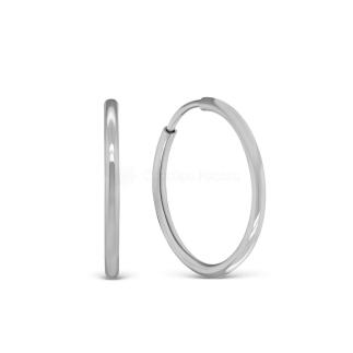 Серьги-конго из серебра родированные - диаметр 2 см