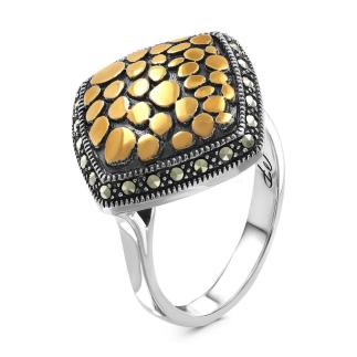 Кольцо из чернёного серебра с марказитами 