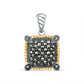 Подвеска из чернёного серебра с марказитами и золочением