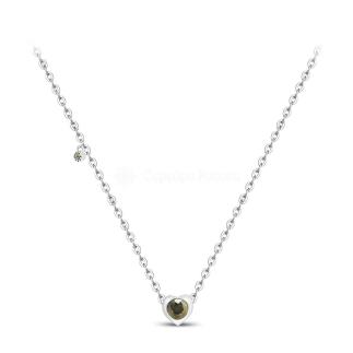 Колье из серебра с марказитами родированное