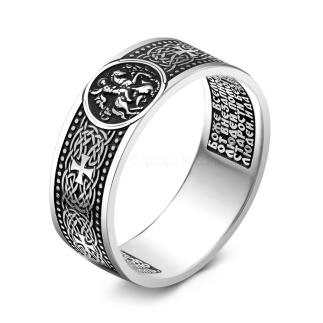 Кольцо из чернёного серебра - Георгий Победоносец, молитва водителя