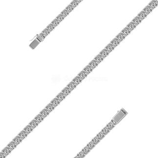 Цепь из серебра родированная - Бисмарк, 50 см