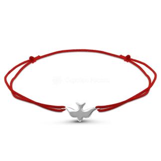 Браслет текстильный с элементом из родированного серебра - Голубка