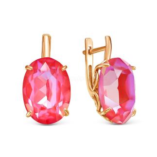 Серьги из золочёного серебра с кристаллами Swarovski Розовый лотос