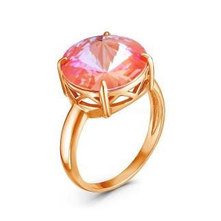 Кольцо из золочёного серебра с кристаллом Оранжевое свечение