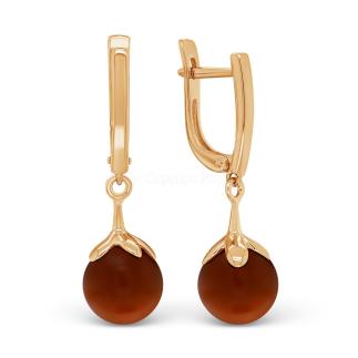 Серьги из золочёного серебра с нат.сердоликом