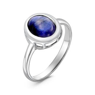 Кольцо из серебра с нат.сапфиром родированное