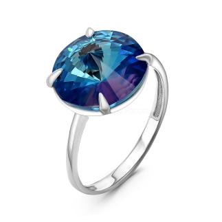 Кольцо из серебра с кристаллом Swarovski Королевский синий родированное