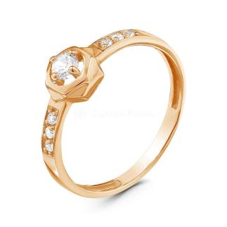 Кольцо из золочёного серебра с фианитами