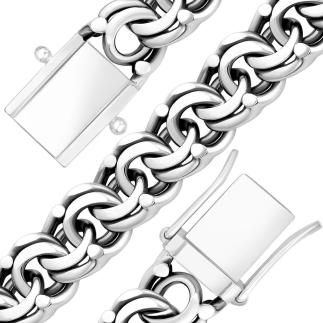 Браслет из чернёного серебра - Бисмарк, 23 см