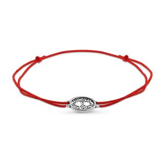 Браслет текстильный с элементом из чернёного серебра - Спаси и сохрани