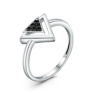 Кольцо из серебра с фианитами родированное