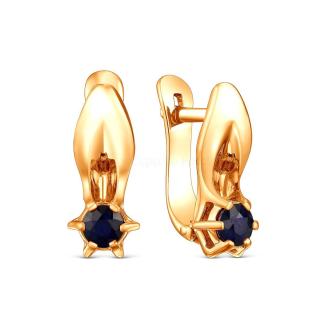 Серьги из золочёного серебра с натуральным сапфиром