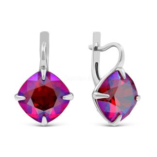 Серьги из серебра с кристаллами Swarovski Сияющий красный родированные
