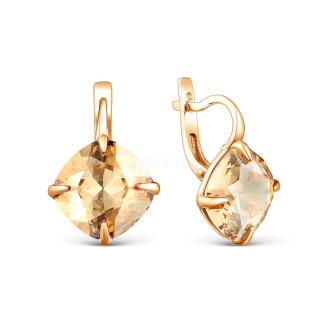 Серьги из золочёного серебра с кристаллами Swarovski Золотая тень