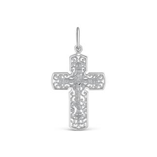 Крест из серебра родированный - 4,5 см