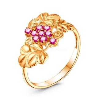 Кольцо из золочёного серебра с рубиновым корундом