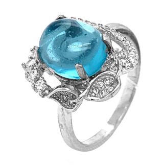 Кольцо из серебра с фианитами родированное