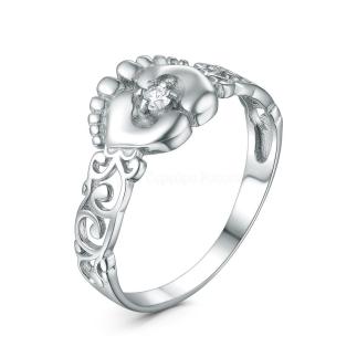 Кольцо из серебра с фианитом родированное - Пяточки младенца