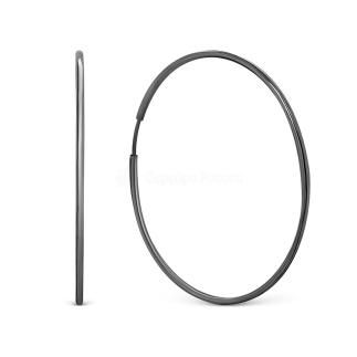 Серьги-конго из серебра родированные - диаметр 6 см