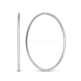 Серьги-конго из серебра родированные - диаметр 6 см