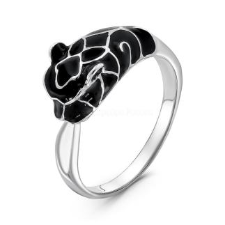 Кольцо из серебра с эмалью и куб.цирконием родированное