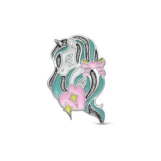 Брошь из серебра с эмалью родированная