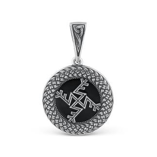 Подвеска-оберег из чернёного серебра с чёрным агатом - Денежная свастика (Служит для привлечения денег в вашу жизнь. Защищает от негативных посторонних посягательств. Формирует правильно ваши мысли. Б