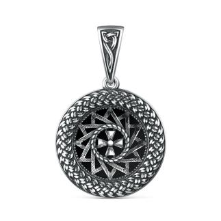 Подвеска славянский оберег из чернёного серебра с чёрным агатом - Звезда Эрцгаммы (Древний сильный талисман, помогающий вылечить духовные и телесные недуги, уберечься от несчастий и сложных, запутанны
