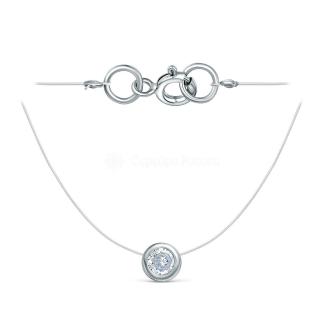 Колье из серебра с фианитом родированное (на леске)