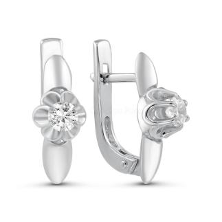 Серьги из серебра с фианитами родированные