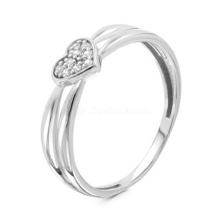 Кольцо из серебра с фианитами родированное