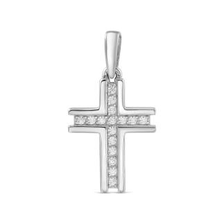 Подвеска из серебра с фианитами родированная