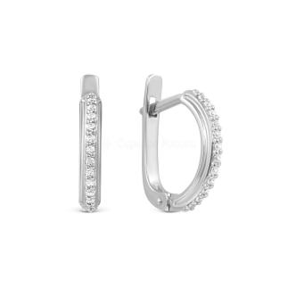 Серьги из серебра с фианитами родированные