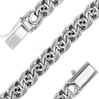 Браслет из серебра с чернением - Бисмарк, 21 см