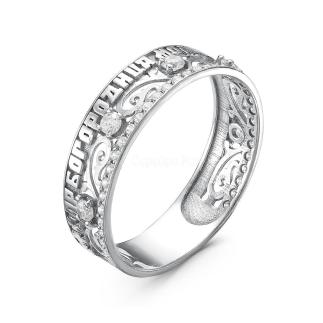 Кольцо из серебра с фианитами родированное