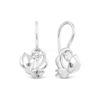 Серьги из родированного серебра с фианитами