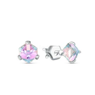 Серьги-пусеты из серебра с кристаллами Swarovski родированные