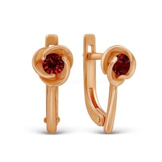 Серьги из золочёного серебра с нат. гранатом
