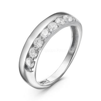 Кольцо из серебра с фианитами родированное