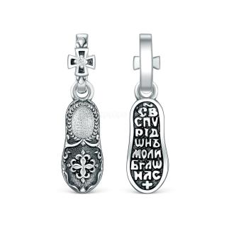 Подвеска из чернёного серебра с фианитом - Башмачок святого Спиридона