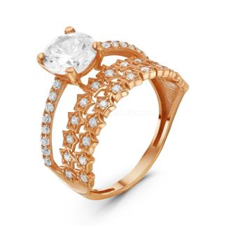 Кольцо из золочёного серебра с фианитами