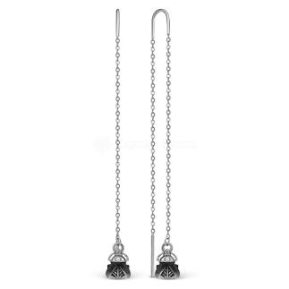 Серьги-продёвки из серебра родированные