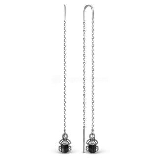 Серьги-продёвки из серебра родированные