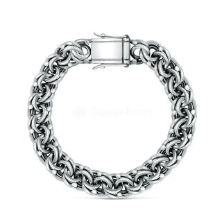 Браслет из чернёного серебра - Бисмарк, 22 см