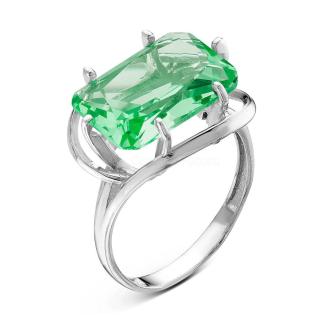 Кольцо из серебра с пл.кварцем цв.празиолит родированное