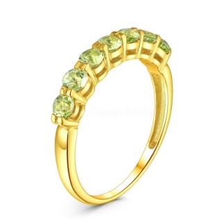 Кольцо из золочёного серебра с хризолитом