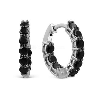 Серьги из серебра с нат.шпинелью родированные