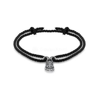 Браслет текстильный с элементом из чернёного серебра - тапочек св.Спиридона