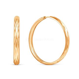 Серьги-конго из золочёного серебра - диаметр 3 см